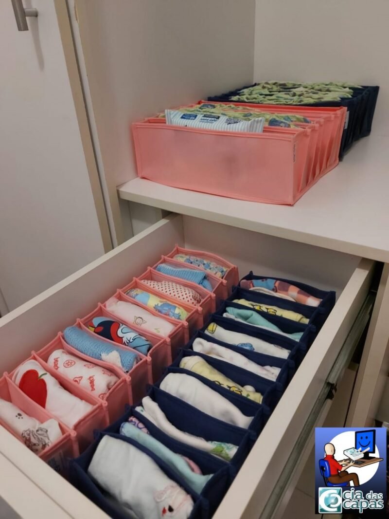 Colmeia Organizadora para Roupa de Bebê em TNT Azul (5 pçs) - Imagem 5