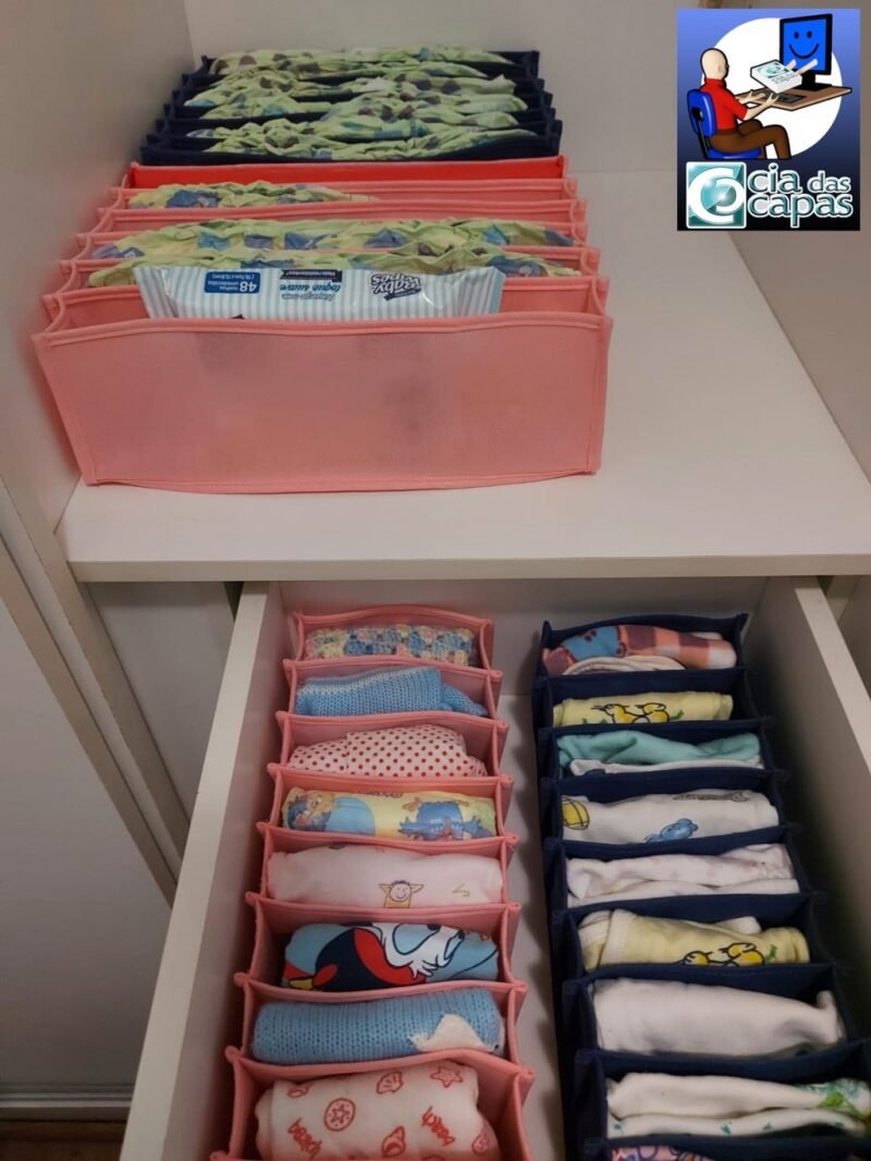 Colmeia Organizadora para Roupa de Bebê em TNT Azul (5 pçs) - Imagem 7