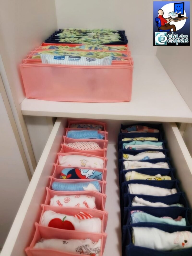 Colmeia Organizadora para Roupa de Bebê em TNT Azul (5 pçs) - Imagem 10