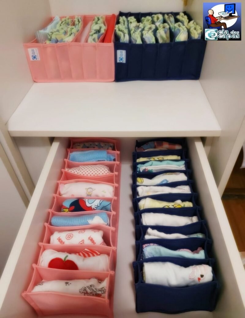 Colmeia Organizadora para Roupa de Bebê em TNT Azul (5 pçs) - Imagem 11