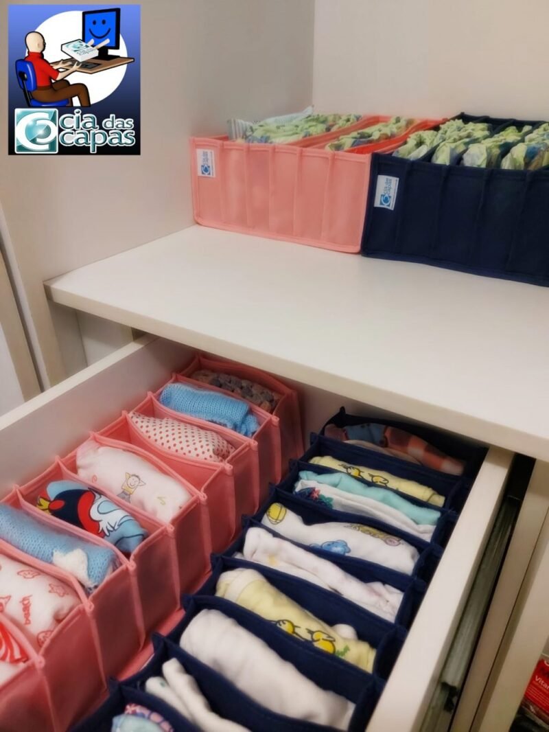 Colmeia Organizadora para Roupa de Bebê em TNT Azul (5 pçs) - Imagem 3