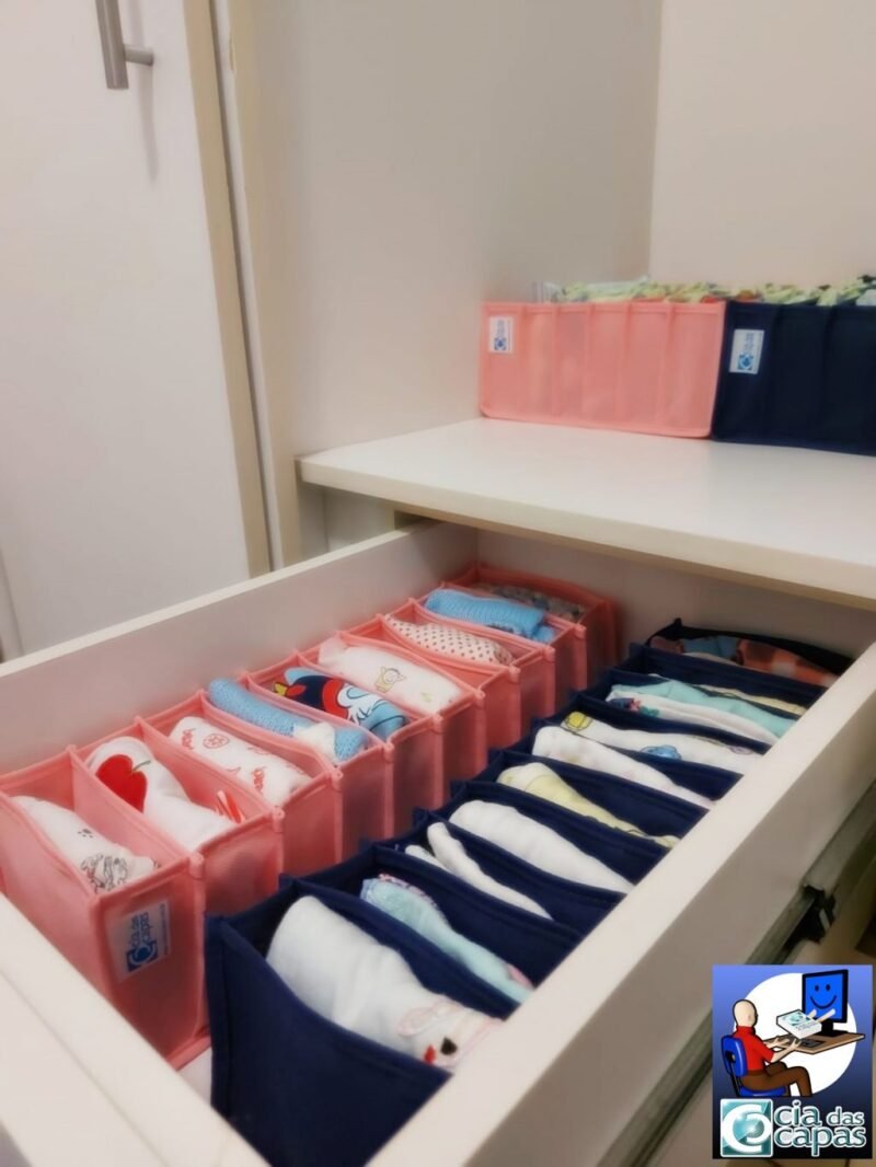 Colmeia Organizadora para Roupa de Bebê em TNT Azul (5 pçs) - Imagem 12