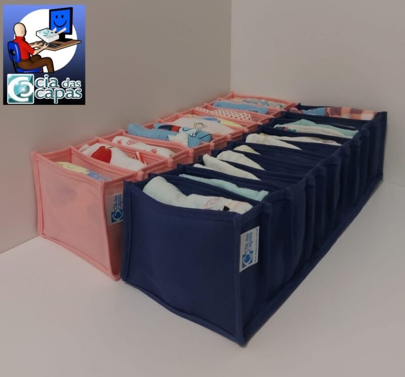 Colmeia Organizadora para Roupa de Bebê em TNT Azul (5 pçs) - Imagem 2
