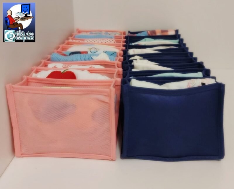 Colmeia Organizadora para Roupa de Bebê em TNT Azul (5 pçs) - Imagem 4