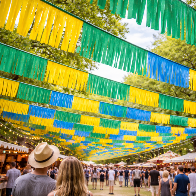 Festival colorido no parque verde